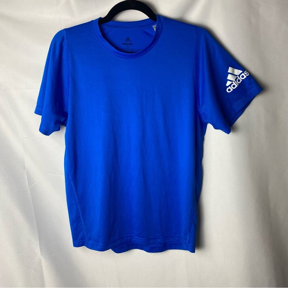 Adidas Logo Freelift Aeroready Blue Workout Shirt Men Sz Small